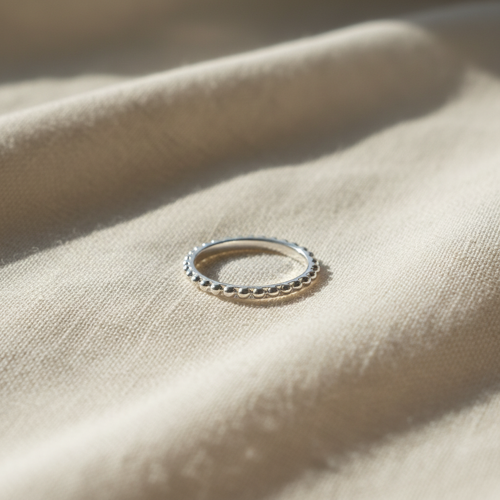 Sterling Silver Women's Thin Stackable Bead Ring