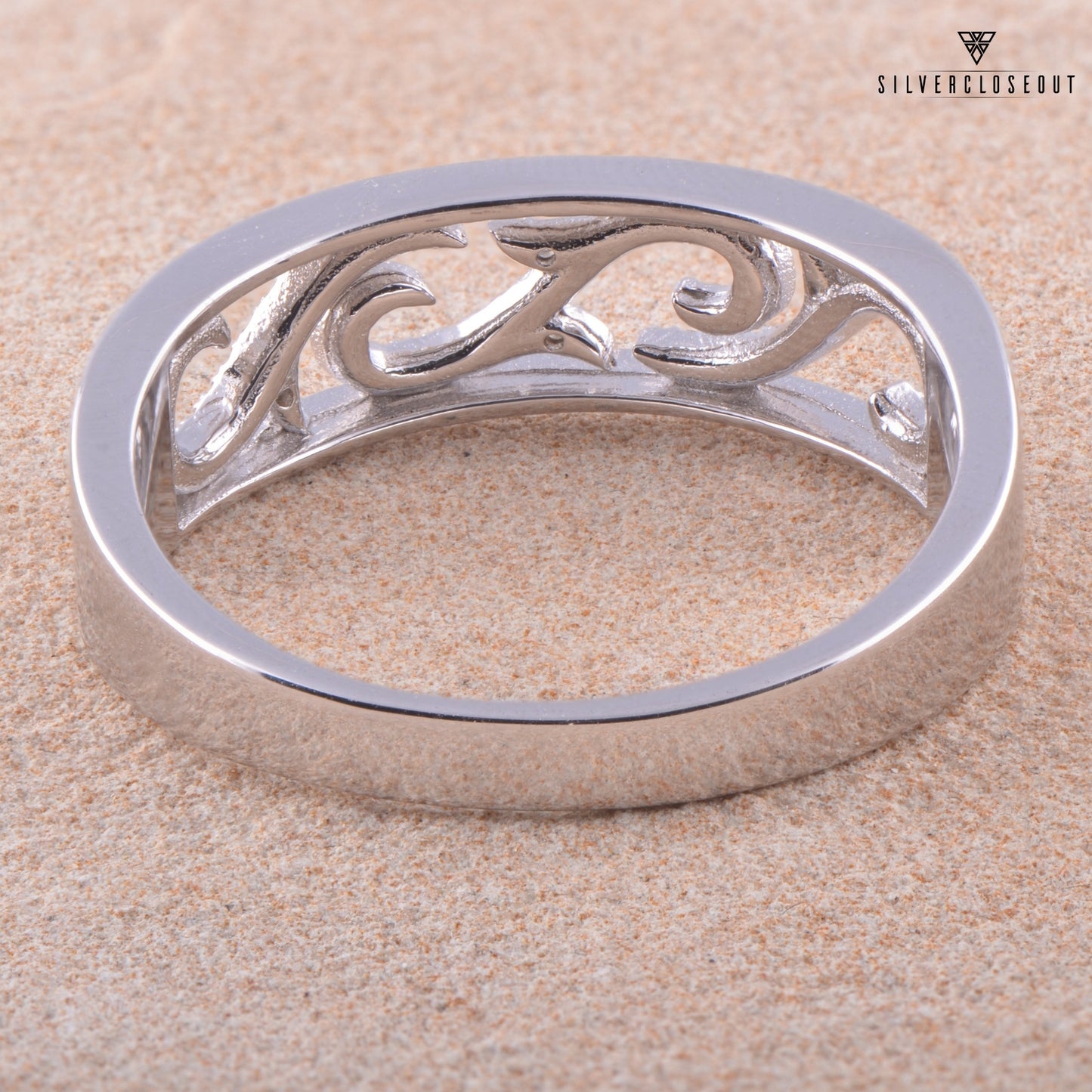 White Gold Over Sterling Silver Womens Dainty Simulated Diamond Filigree Vine Ring