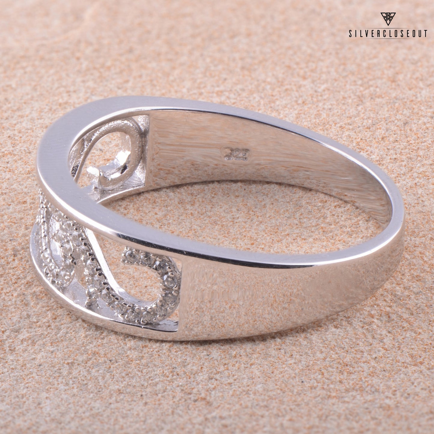 White Gold Over Sterling Silver Womens Dainty Simulated Diamond Filigree Vine Ring