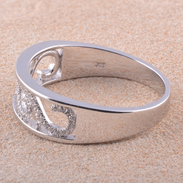 White Gold Over Sterling Silver Womens Dainty Simulated Diamond Filigree Vine Ring