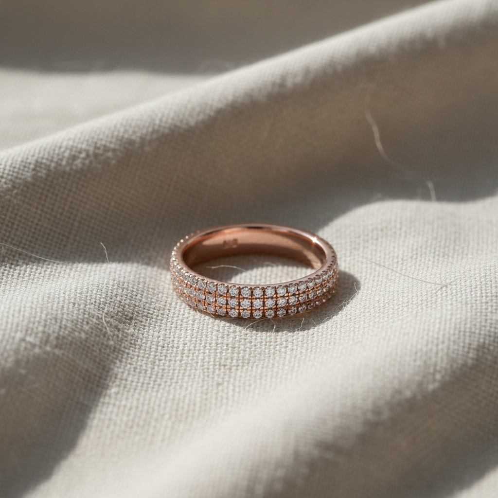 White Gold Over Sterling Silver Womens Wide 3 Row CZ Eternity Band Ring