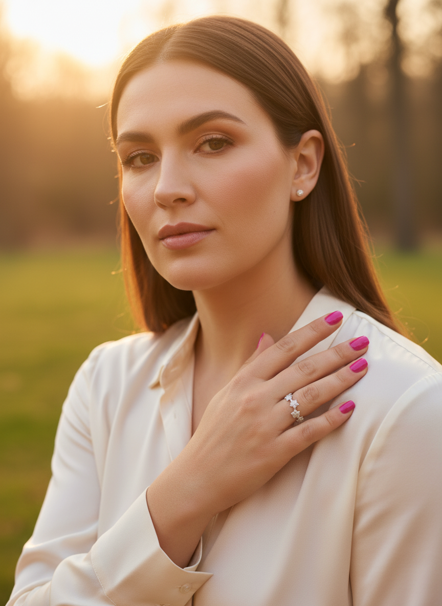 White Gold over Sterling Silver Women's CZ Rockstar Star Ring