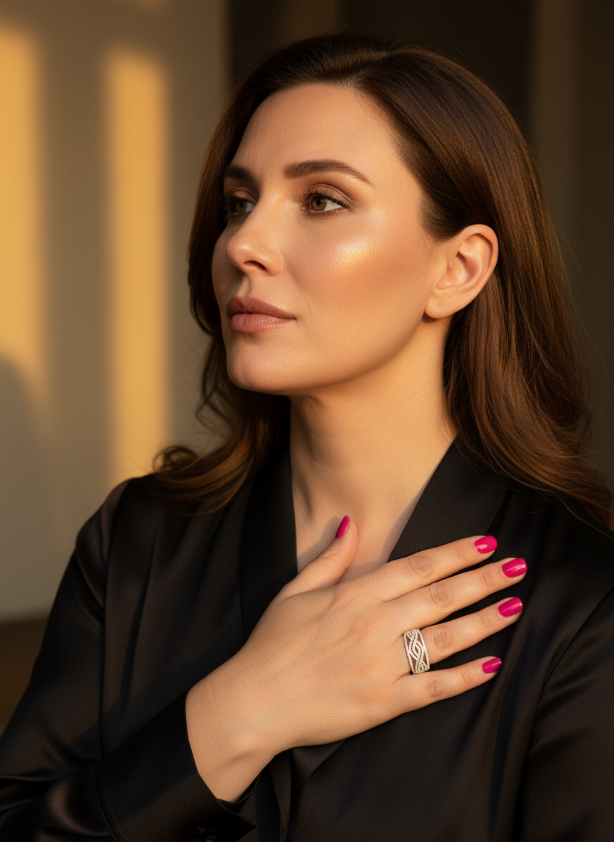 White Gold Over Sterling Silver Womens Cz Wide Infinity Braid Ring