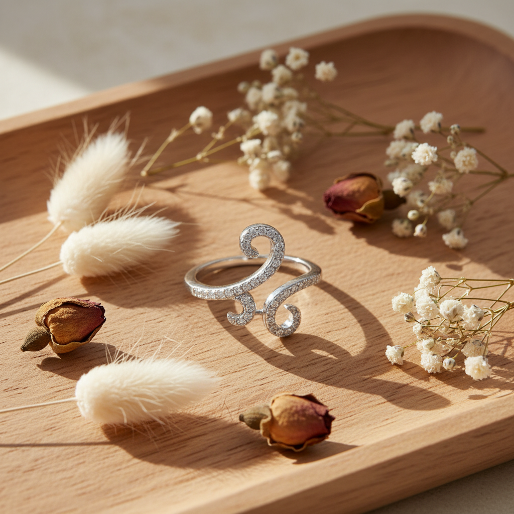 Rhodium Over Sterling Silver Womens Cz Open Form Spiral Ring