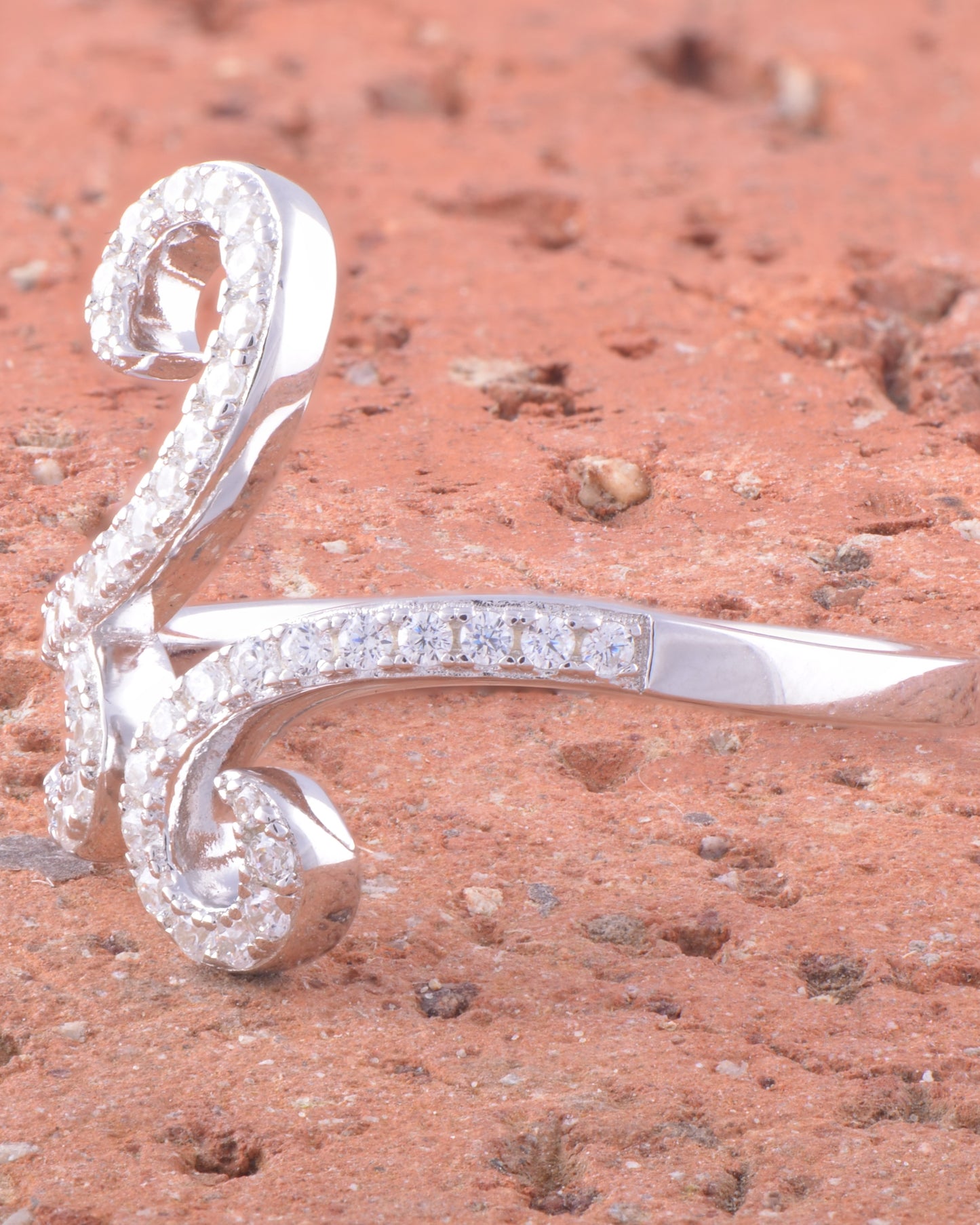 Rhodium Over Sterling Silver Womens Cz Open Form Spiral Ring