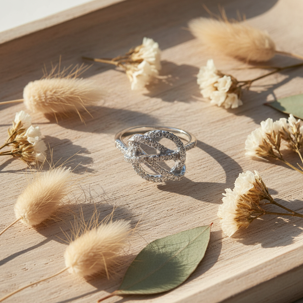 Rhodium Over Sterling Silver Women's Cz Dream Catcher Statement Ring