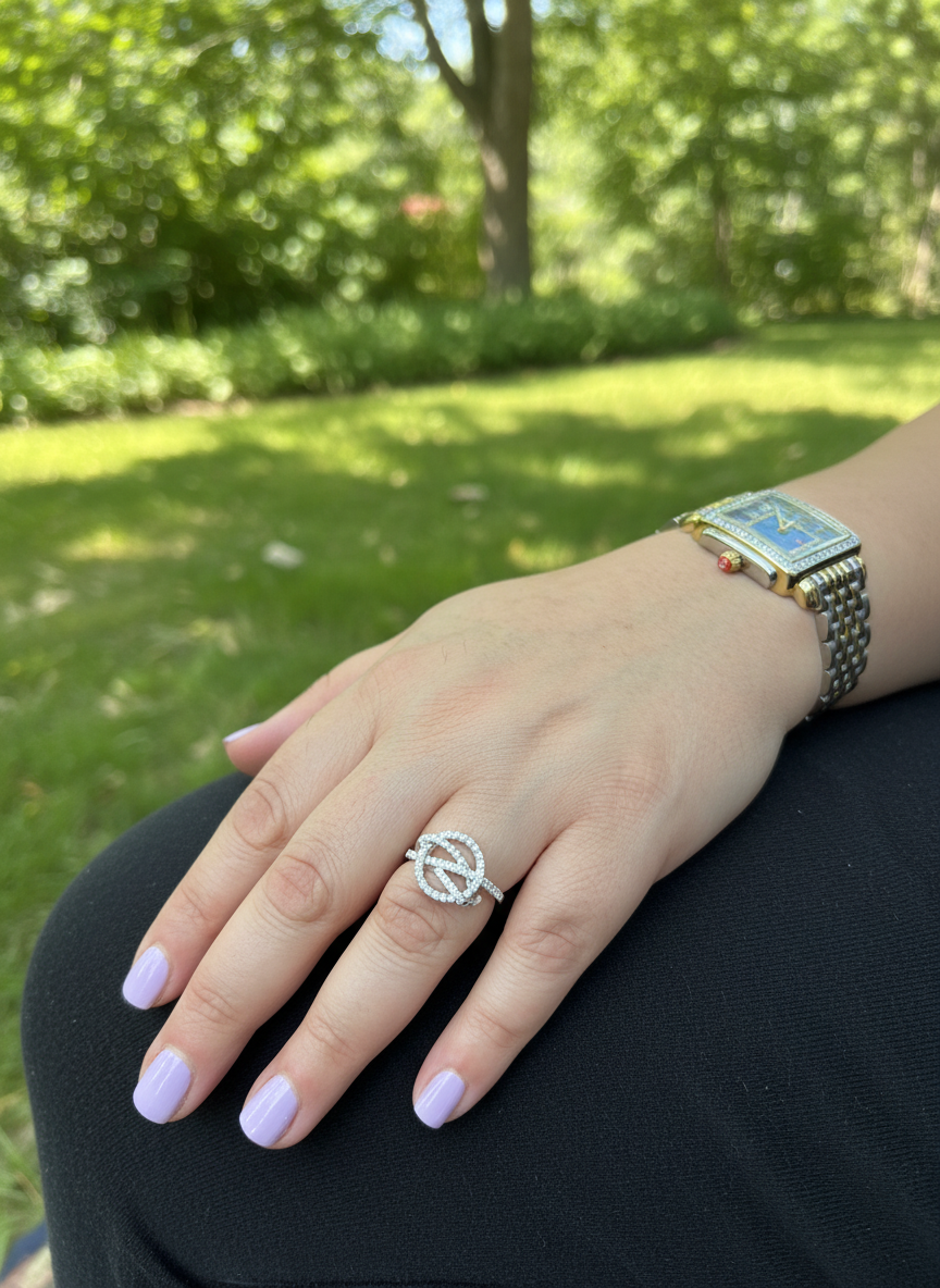 Rhodium Over Sterling Silver Women's Cz Dream Catcher Statement Ring