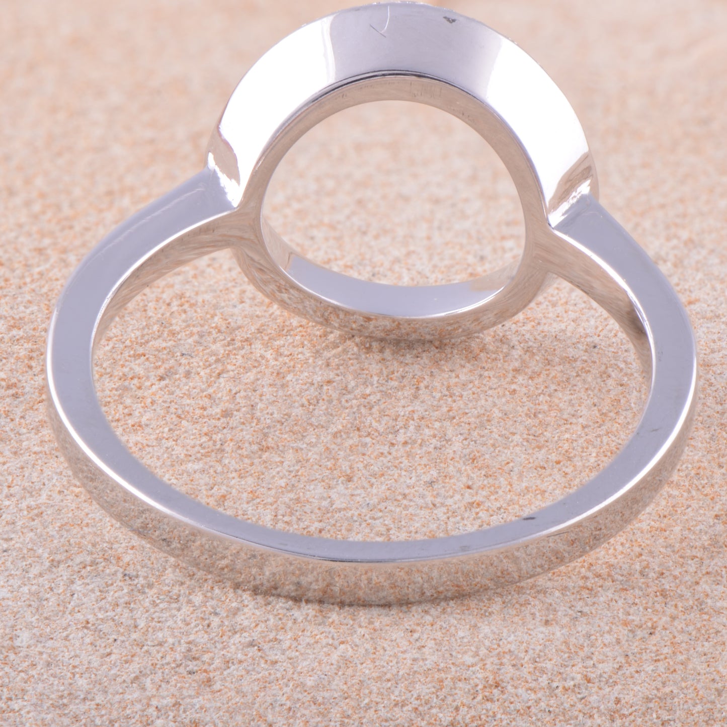 Rhodium Over Sterling Silver Womens Cz O Circle Ring
