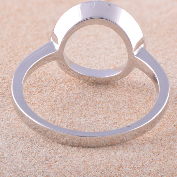 Rhodium Over Sterling Silver Womens Cz O Circle Ring