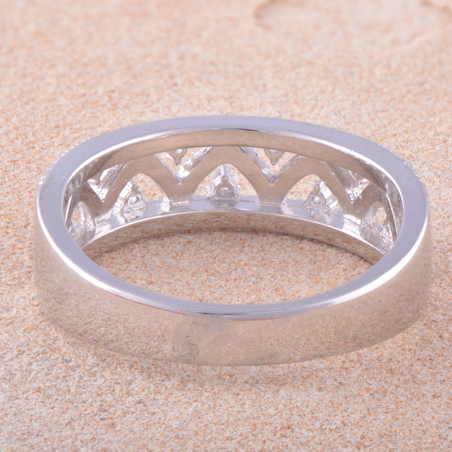 White Gold Over Sterling Silver Womens CZ Filigree Vine Ring