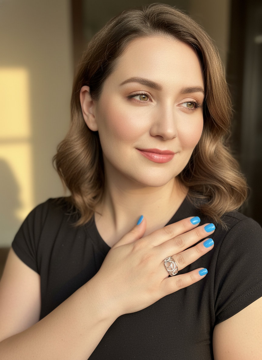 Rhodium-Plated Sterling over Sterling Silver Women's CZ Bubbles Circle Ring