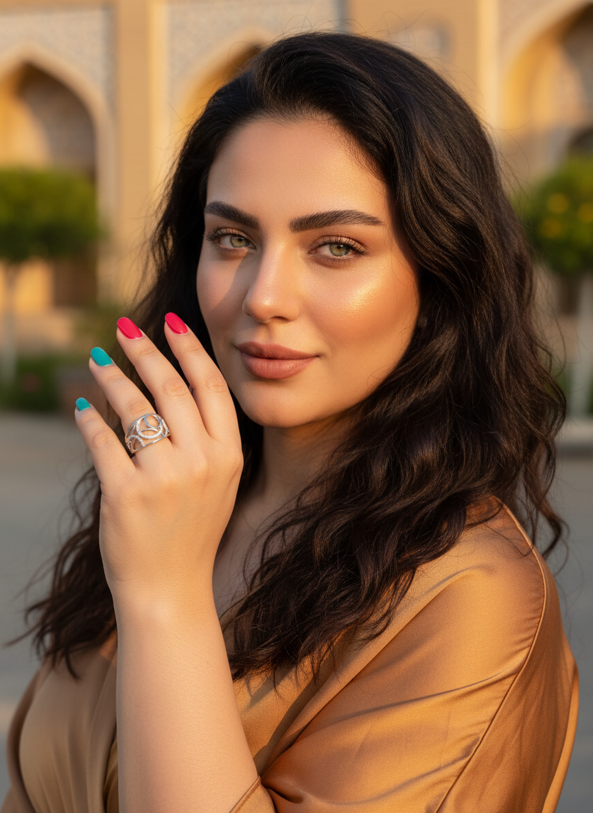 Rhodium-Plated Sterling over Sterling Silver Women's CZ Bubbles Circle Ring
