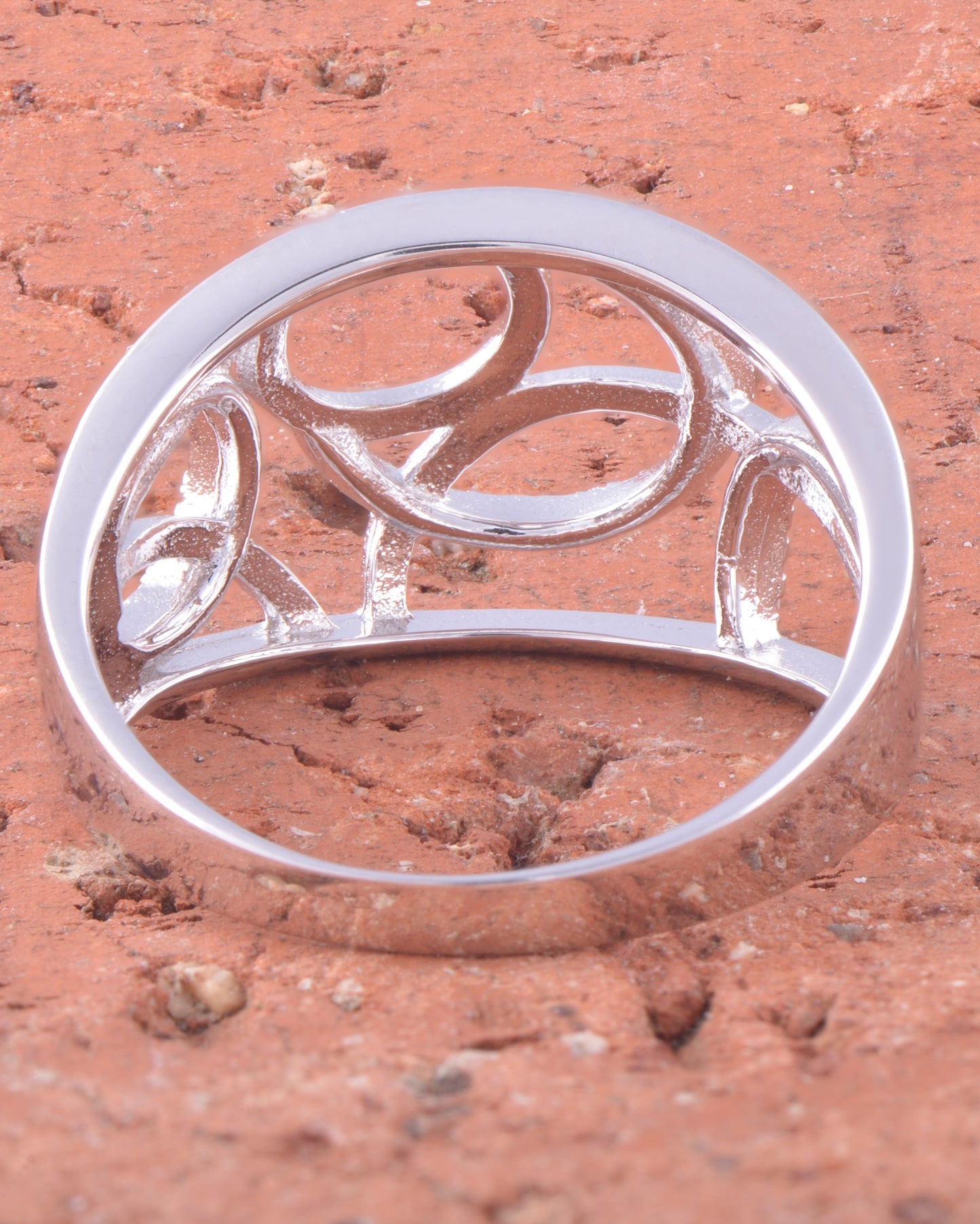 Rhodium Over Sterling Silver Womens Cz Bubbles Circle Ring