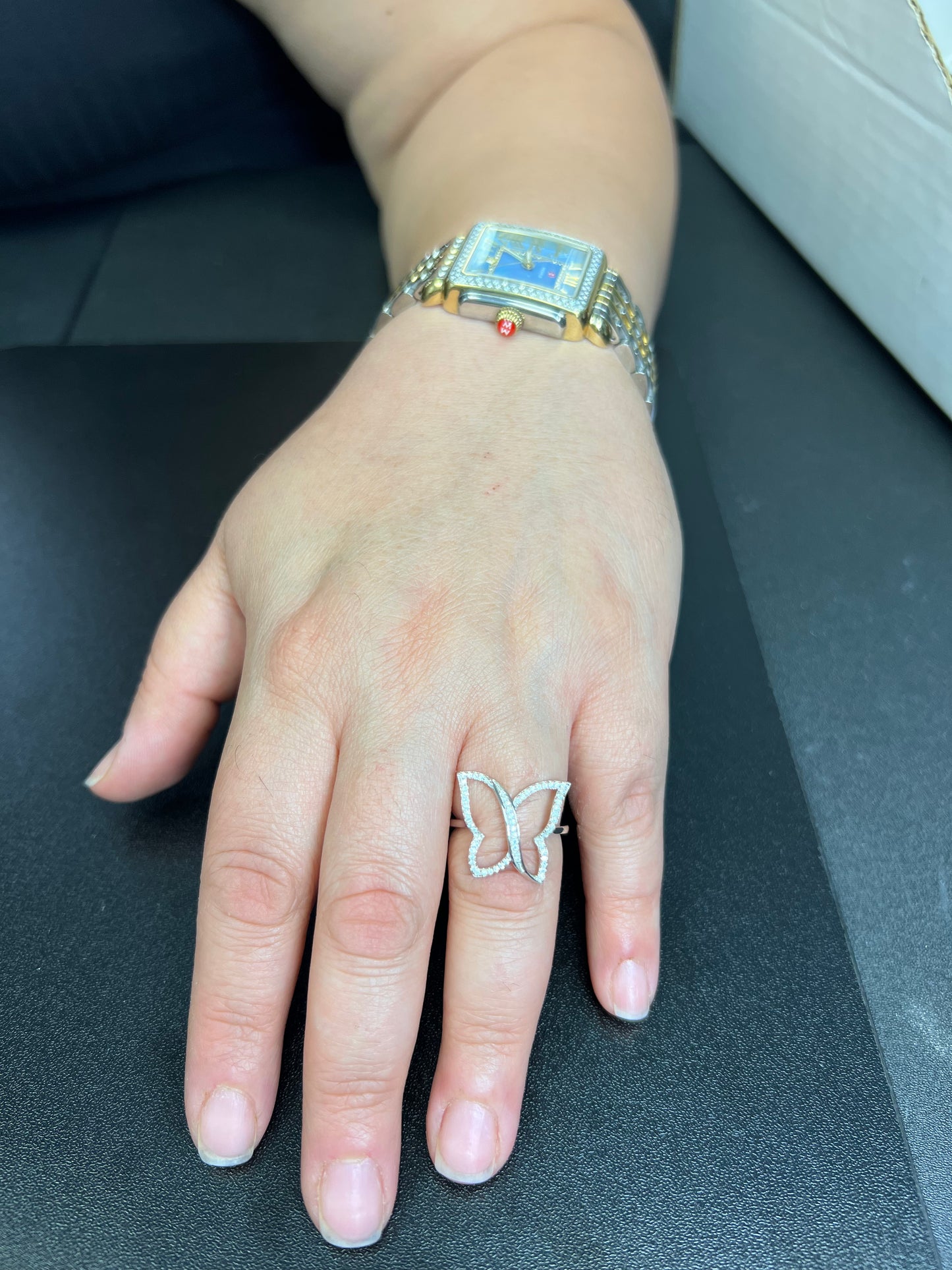 Sterling Silver Simulated Diamond Butterfly Ring | SilverCloseOut