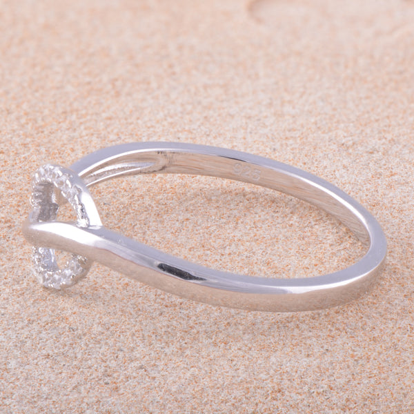 White Gold Over Sterling Silver Women's Cz Delicate Leaf Ring