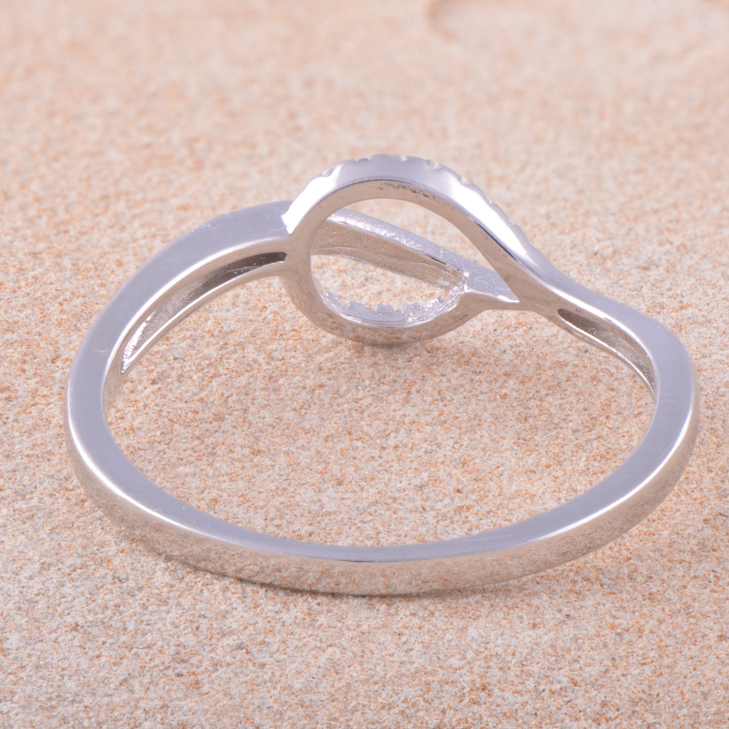 White Gold Over Sterling Silver Women's Cz Delicate Leaf Ring
