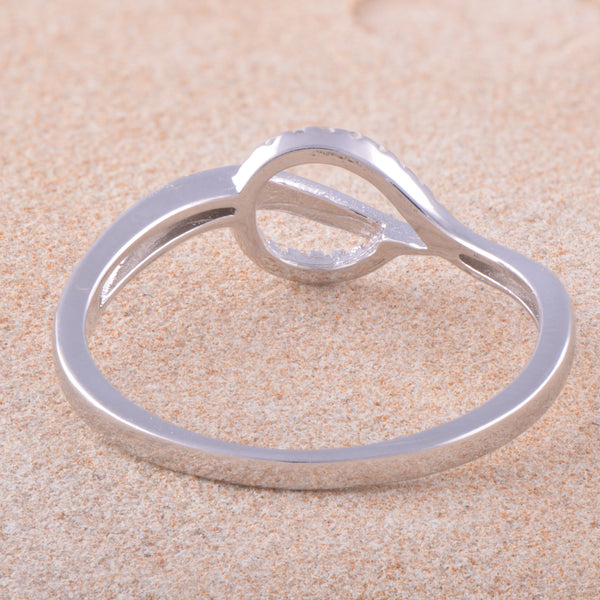 White Gold Over Sterling Silver Women's Cz Delicate Leaf Ring
