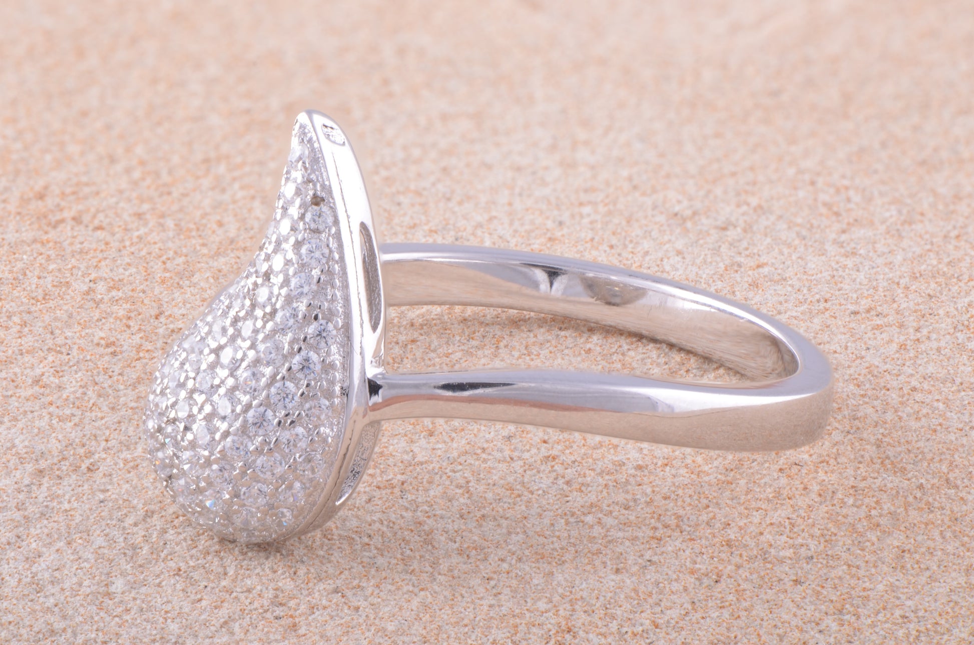 White Gold over Sterling Silver Women's CZ Shooting Star Comet Ring