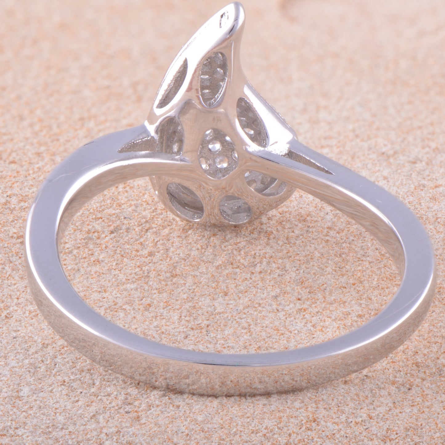 White Gold over Sterling Silver Women's CZ Shooting Star Comet Ring