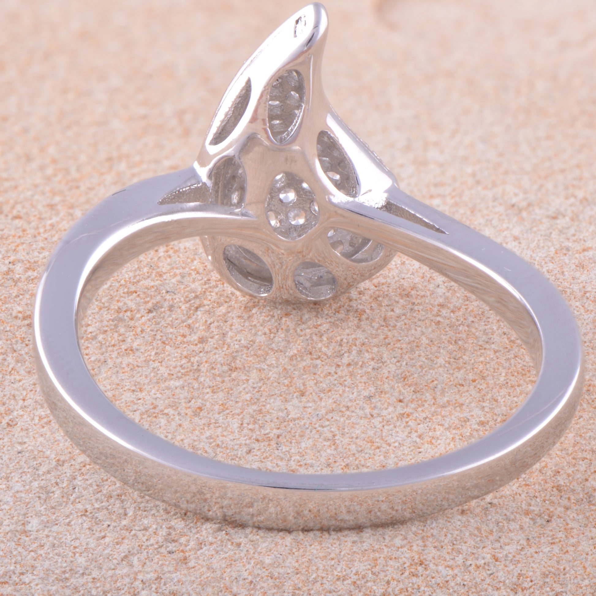 White Gold over Sterling Silver Women's CZ Shooting Star Comet Ring