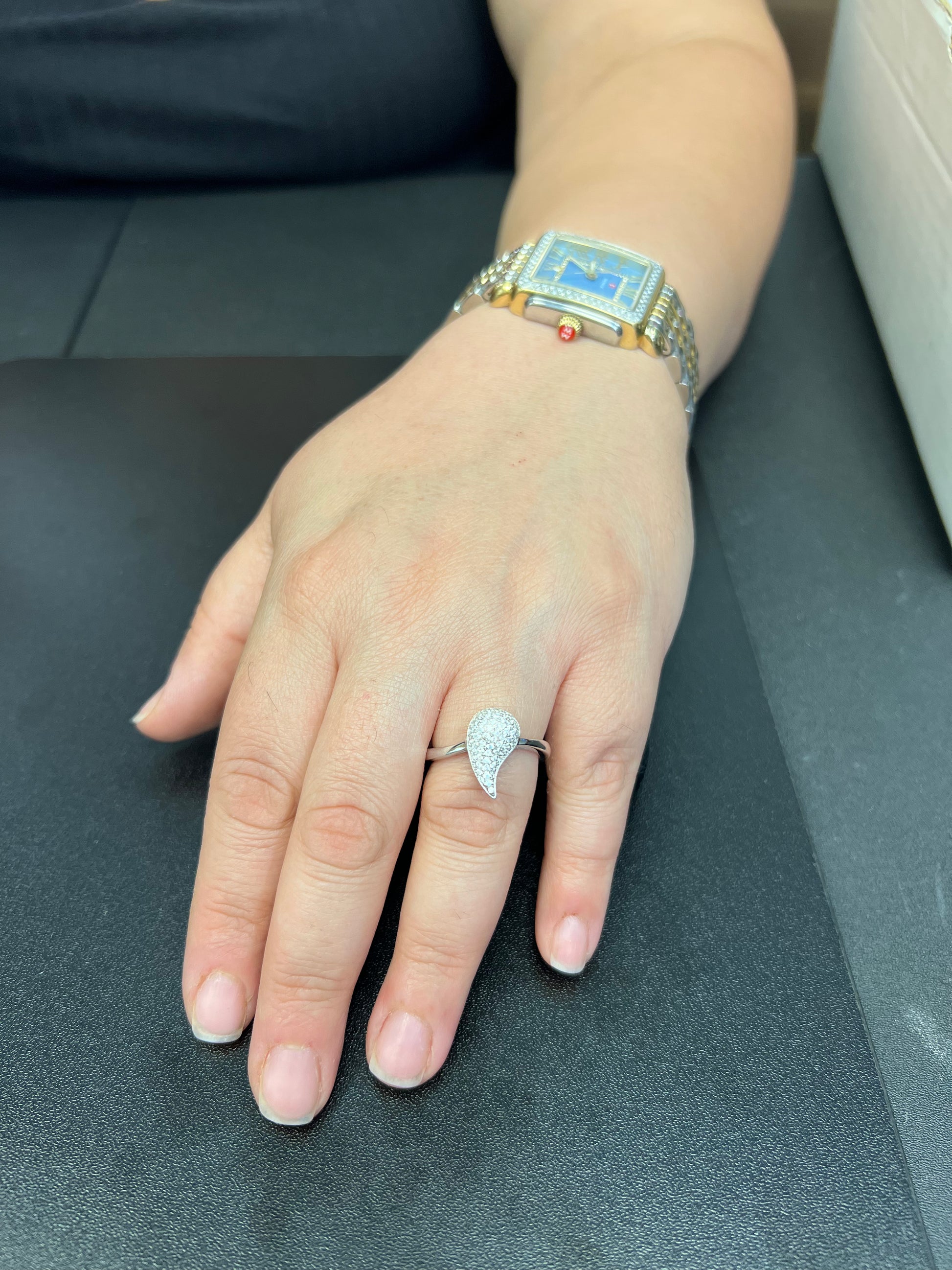 White Gold over Sterling Silver Women's CZ Shooting Star Comet Ring