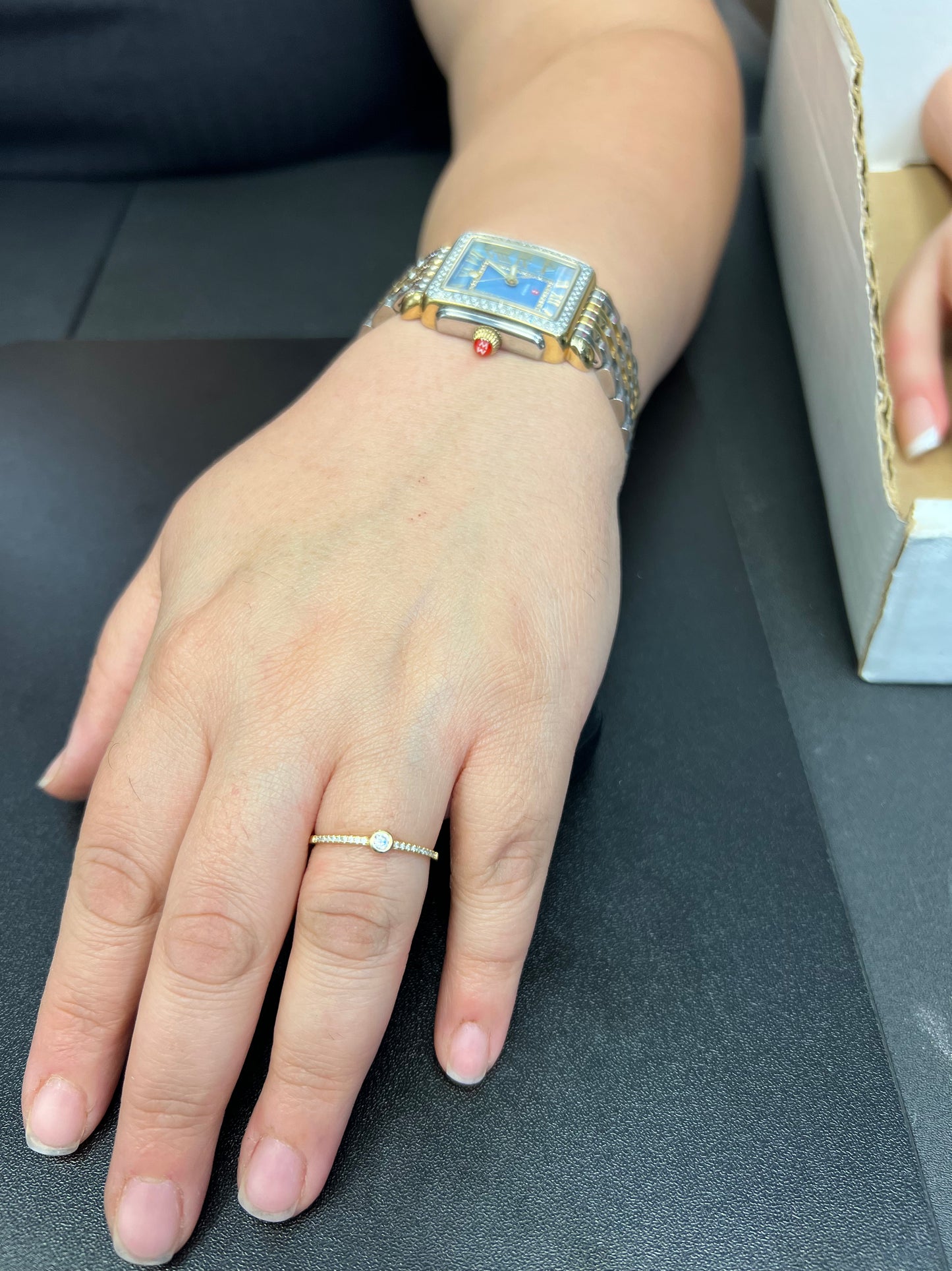 White Gold over Sterling Silver Women's CZ Two Tone Flower Ring