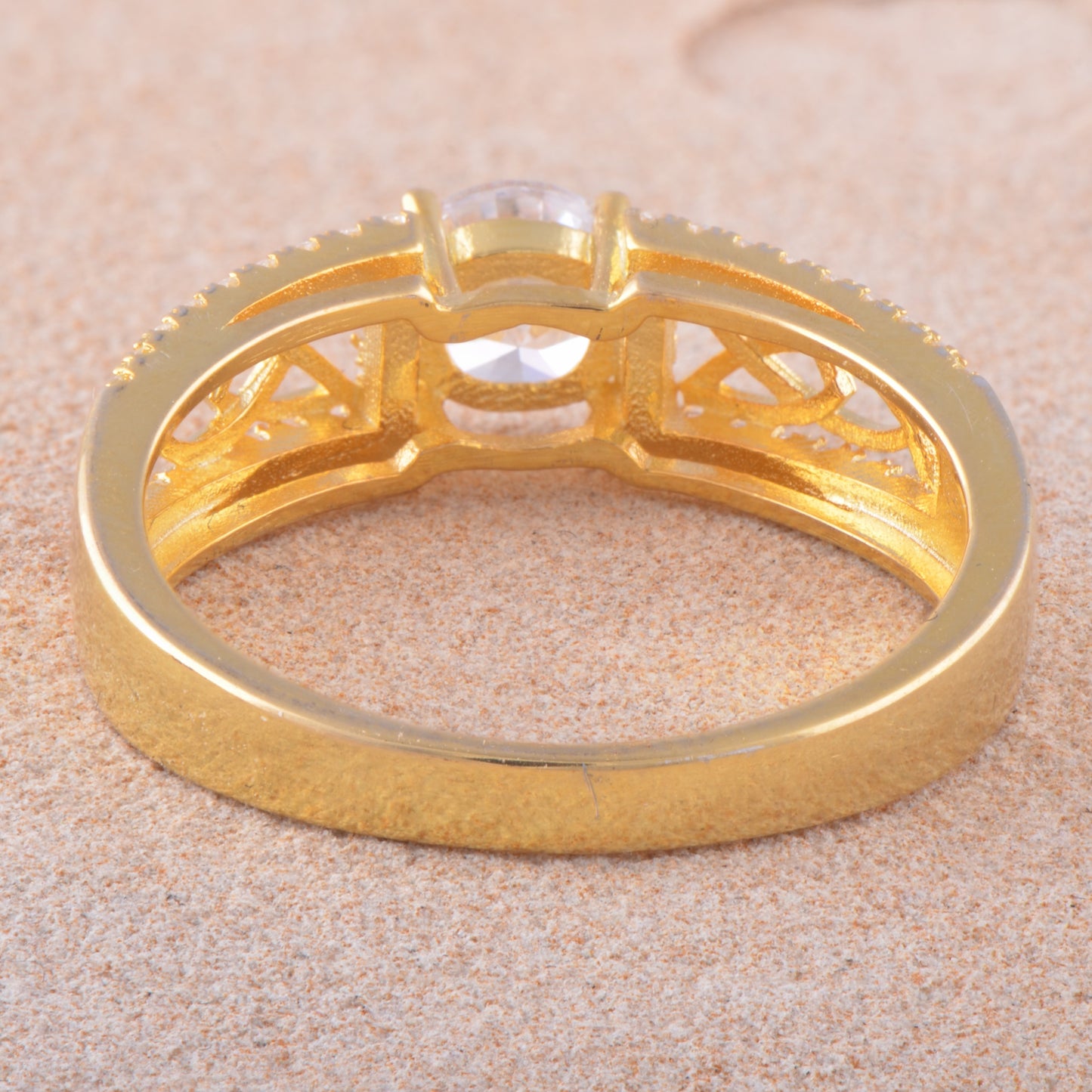 Yellow Gold Over Sterling Silver Cz Womens Celtic Braid Ring