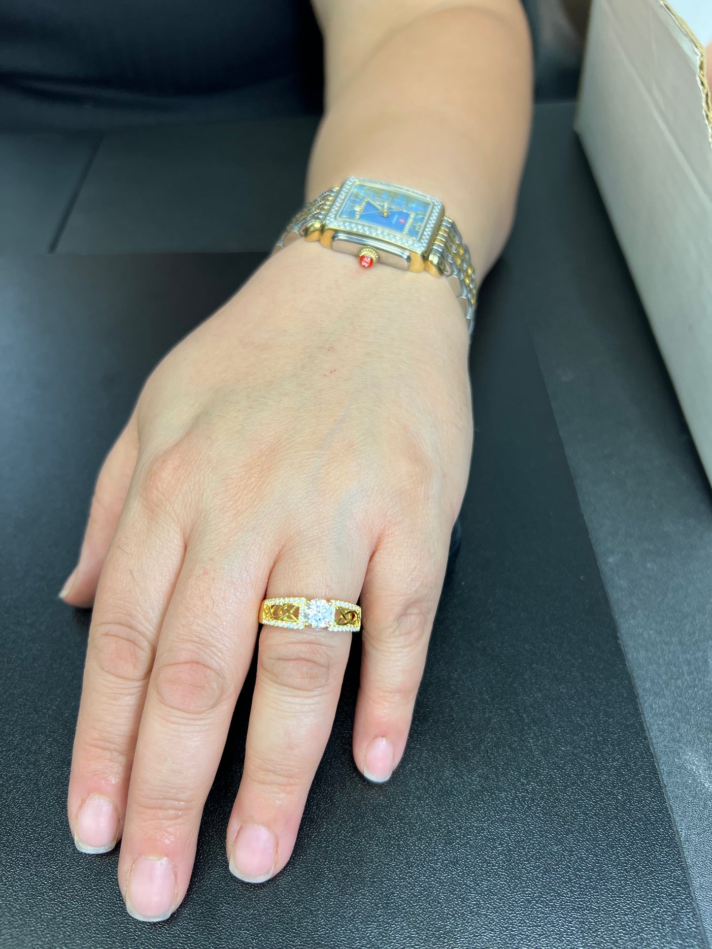 Yellow Gold over Sterling Silver CZ Women's Celtic Braid Ring