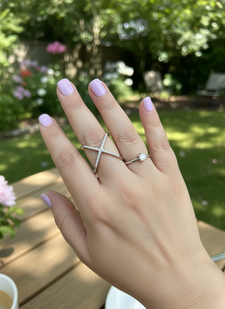 White Gold over Sterling Silver Women's CZ Criss Cross Ring