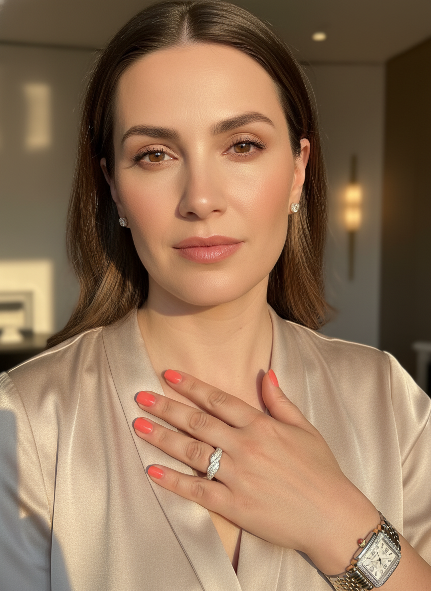 White Gold over Sterling Silver Women's CZ Twisted Cocktail Ring
