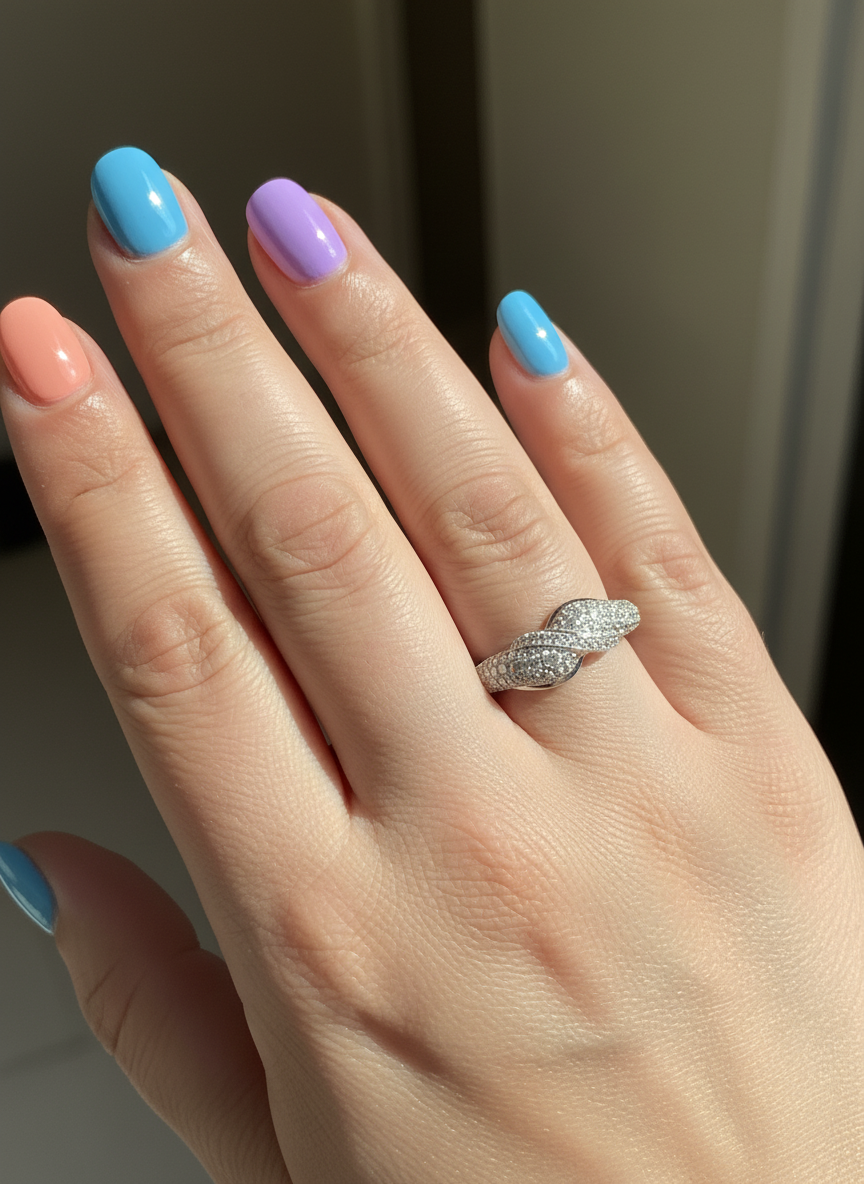 White Gold over Sterling Silver Women's CZ Twisted Cocktail Ring