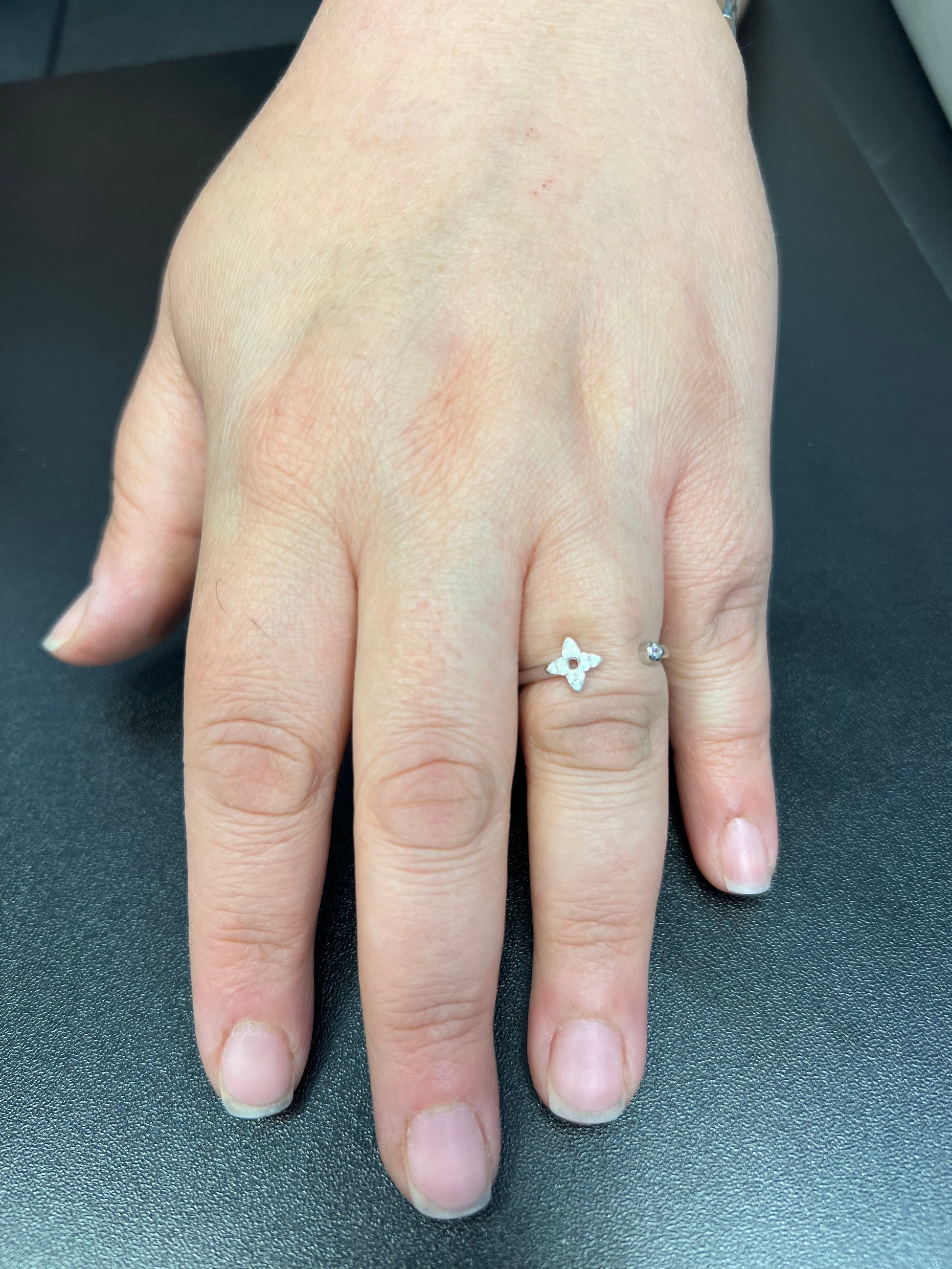 White Gold over Sterling Silver Women's CZ Thin Open Star Ring