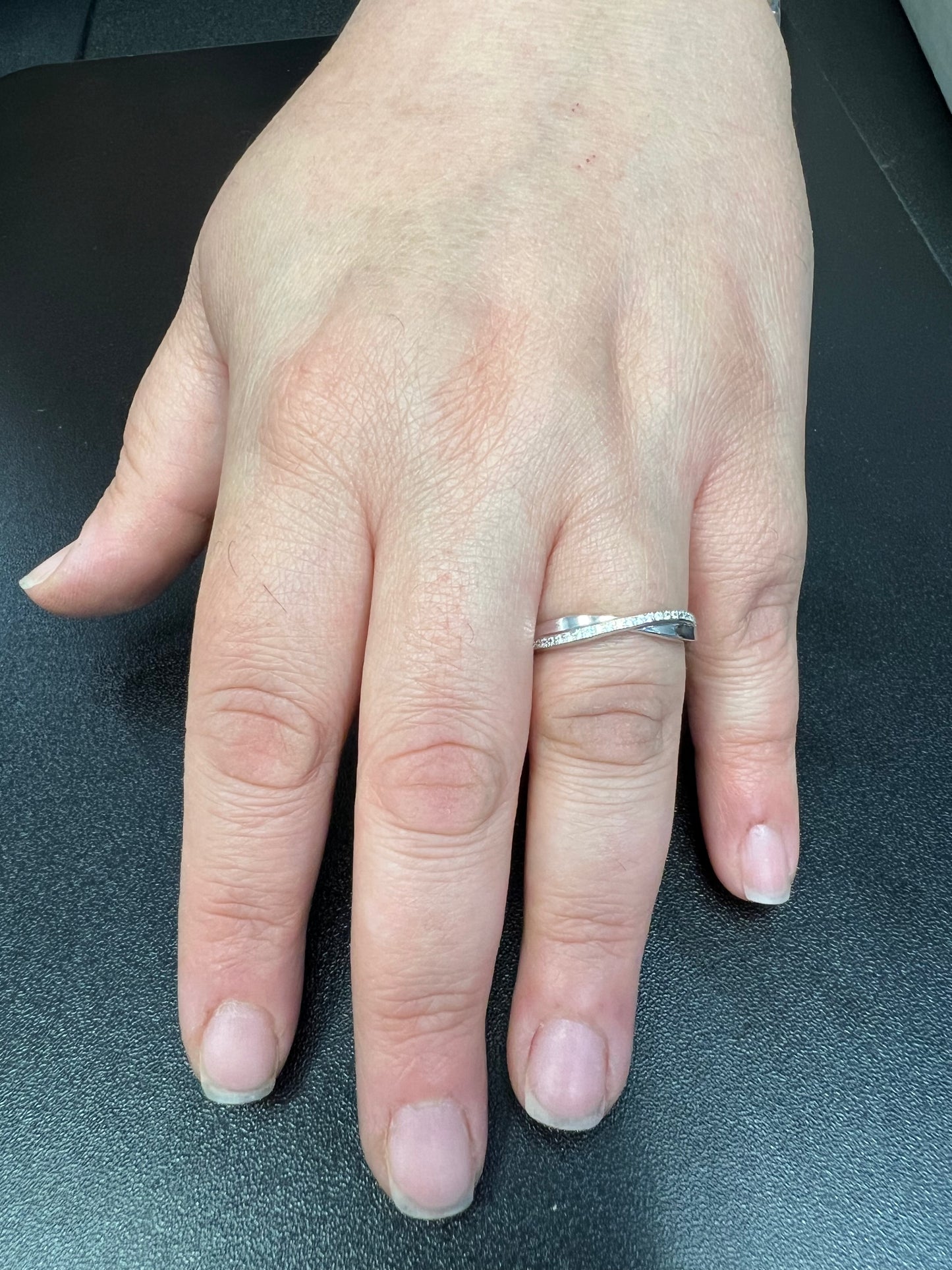 White Gold over Sterling Silver Women's CZ Thin Stacked Braid Ring