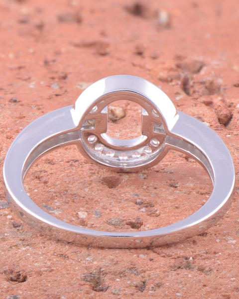 White Gold Over Sterling Silver Womens Cz O Circle Ring