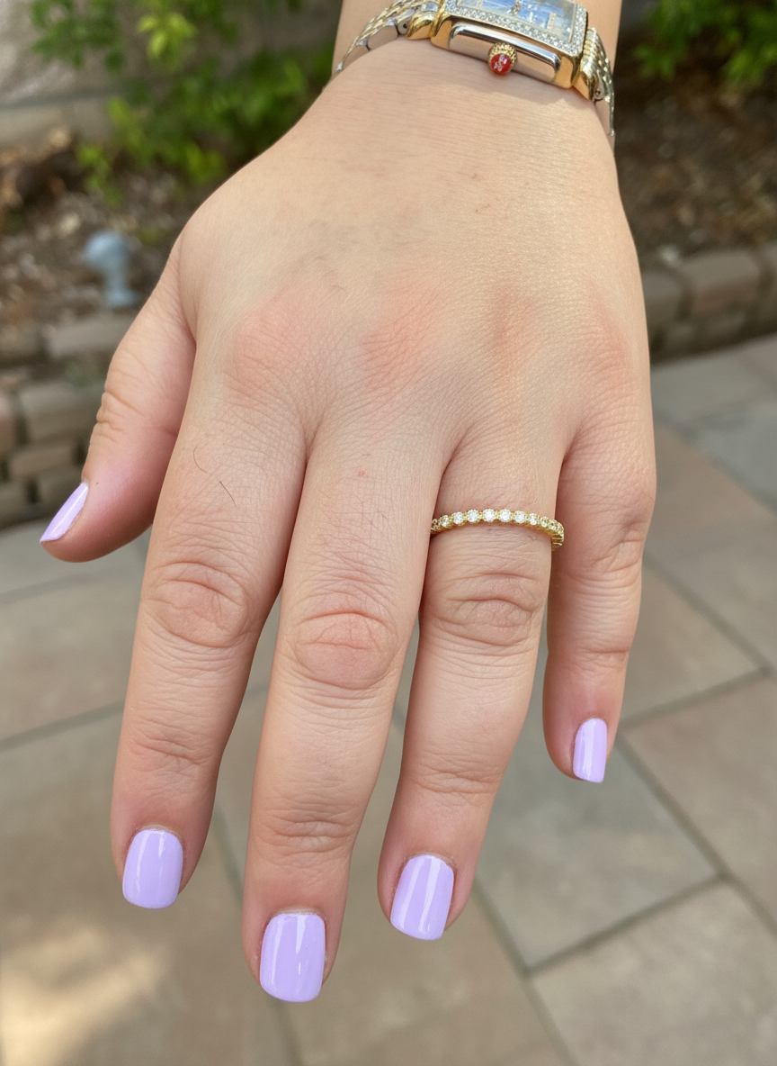 Yellow Gold Vermeil Sterling Silver CZ Thin Stackable Eternity Ring for Women