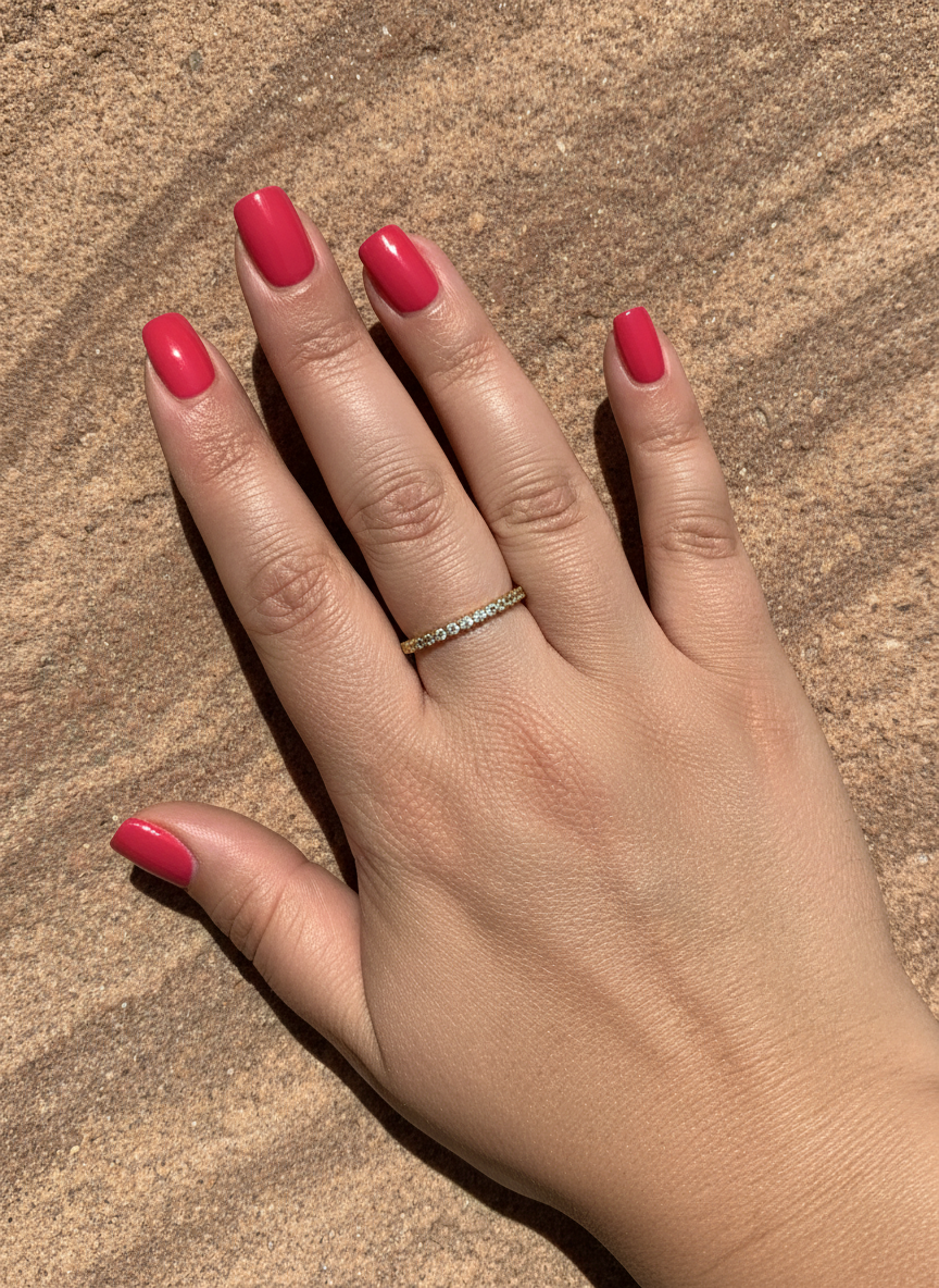 Yellow Gold Vermeil Sterling Silver CZ Thin Stackable Eternity Ring for Women