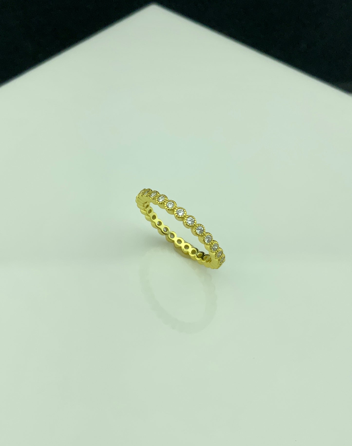 Yellow Gold Vermeil Sterling Silver CZ Thin Stackable Eternity Ring for Women
