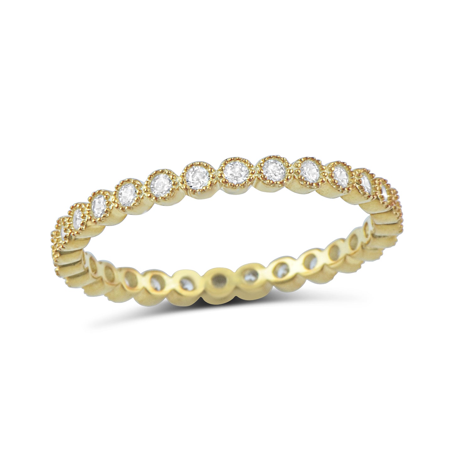 Yellow Gold Vermeil Sterling Silver CZ Thin Stackable Eternity Ring for Women