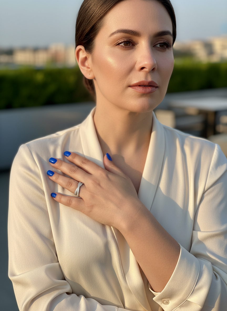 White Gold over Sterling Silver Women's CZ CrissCross X Ring