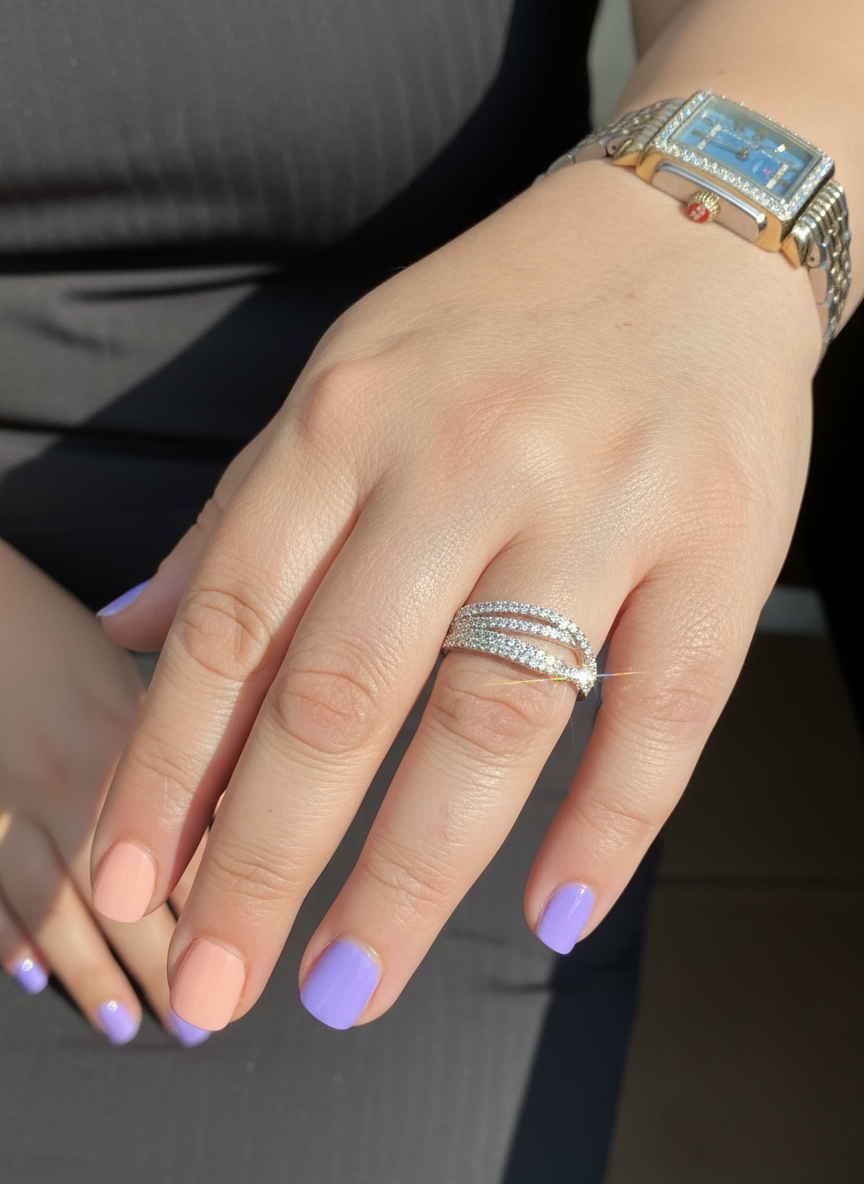White Gold over Sterling Silver Women's CZ Lovers Knot Ring