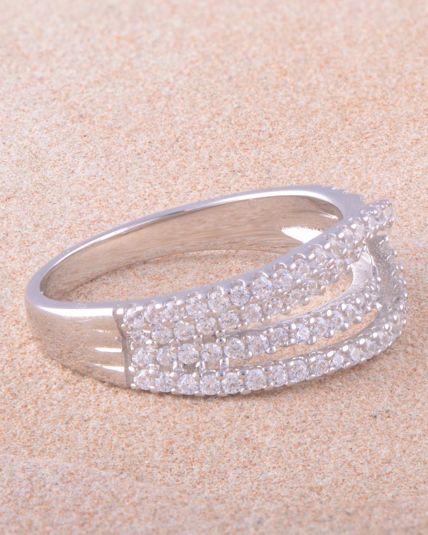 White Gold Over Sterling Silver Womens Cz Lovers Knot Ring