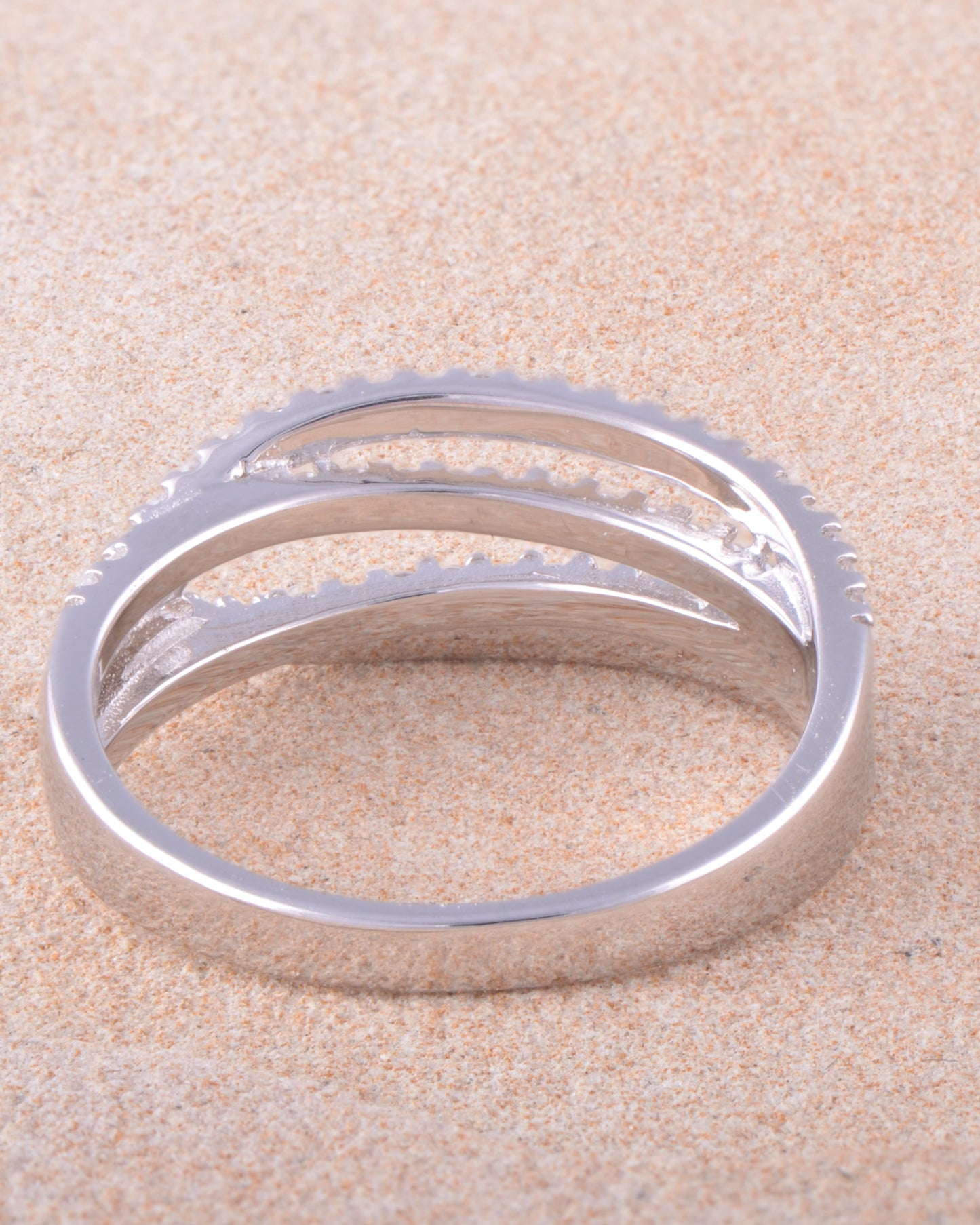 White Gold Over Sterling Silver Womens Cz Lovers Knot Ring
