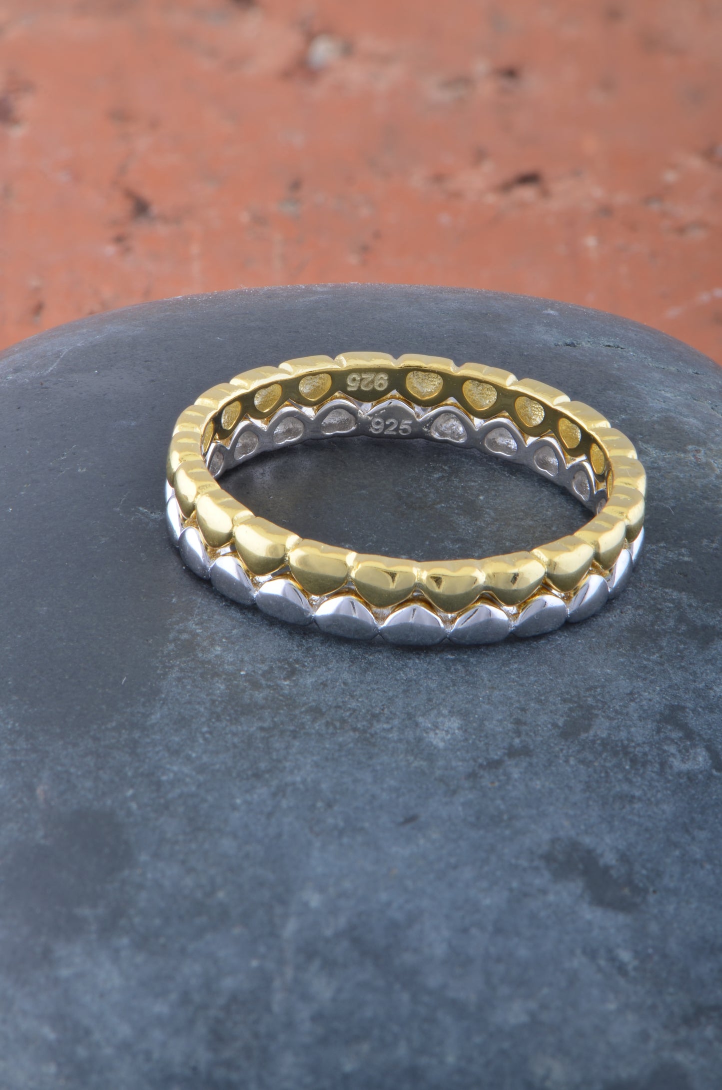 White Gold Over Sterling Silver Womens Repeating Heart Thin Eternity Band