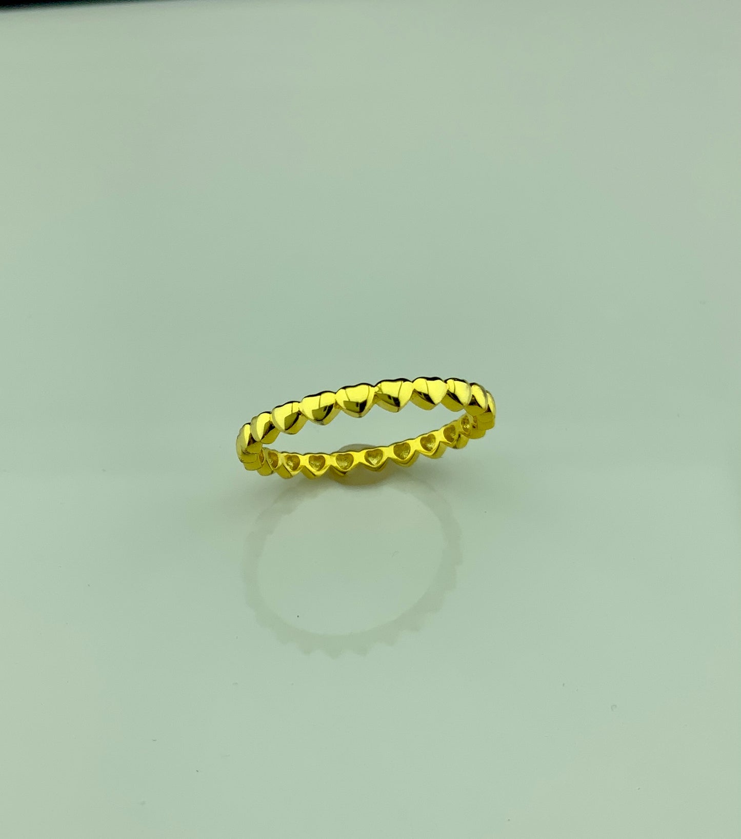Yellow Gold over Sterling Silver Repeating Heart Thin Eternity Ring