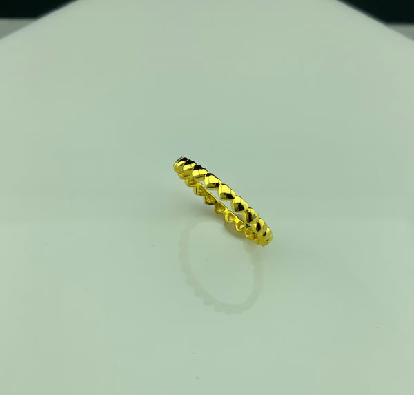 Yellow Gold Over Sterling Silver Repeating Heart Thin Eternity Ring
