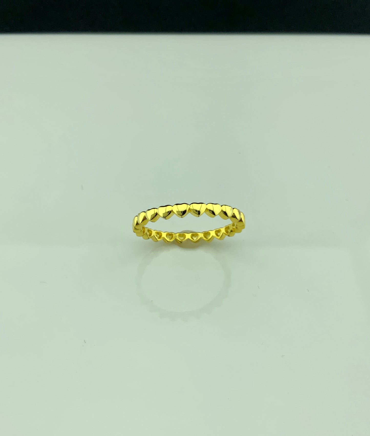 Yellow Gold over Sterling Silver Repeating Heart Thin Eternity Ring