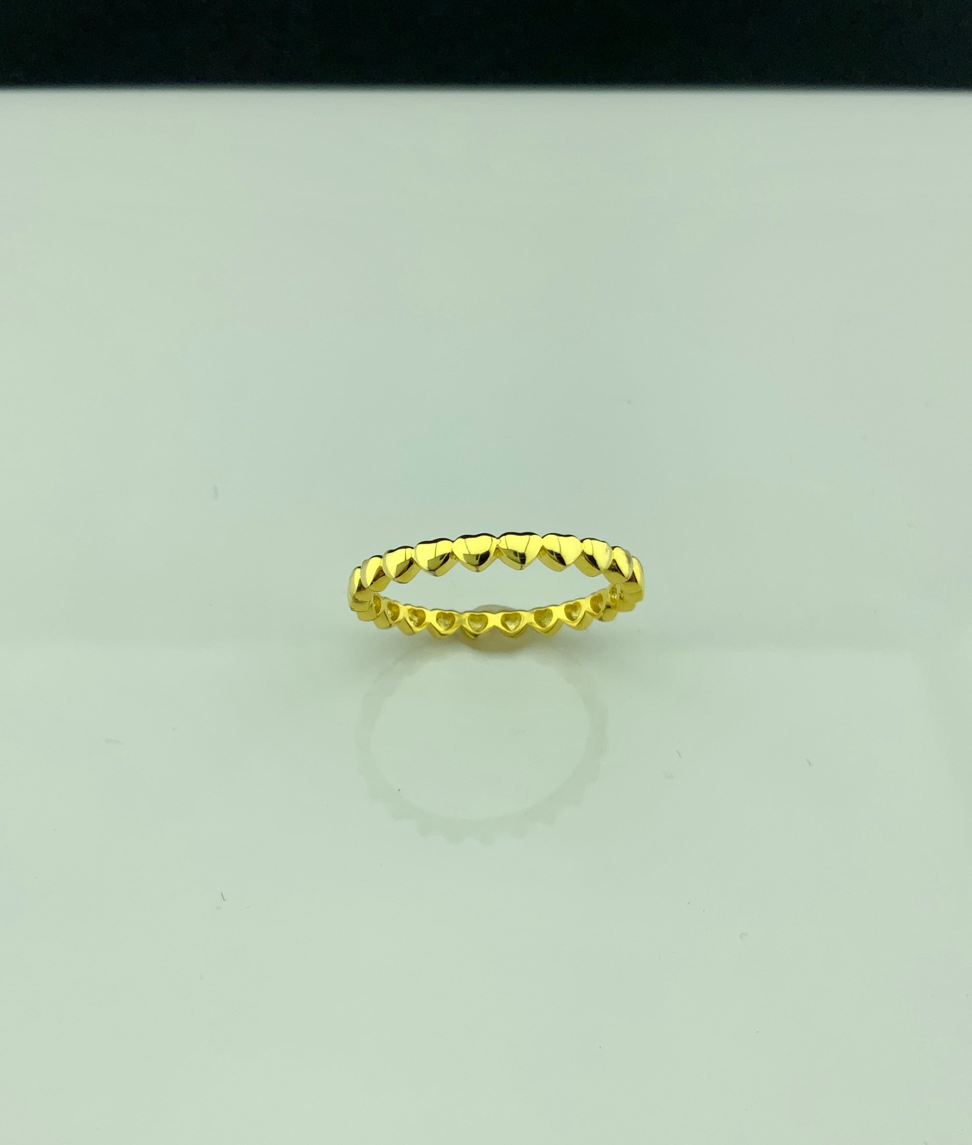Yellow Gold over Sterling Silver Repeating Heart Thin Eternity Ring