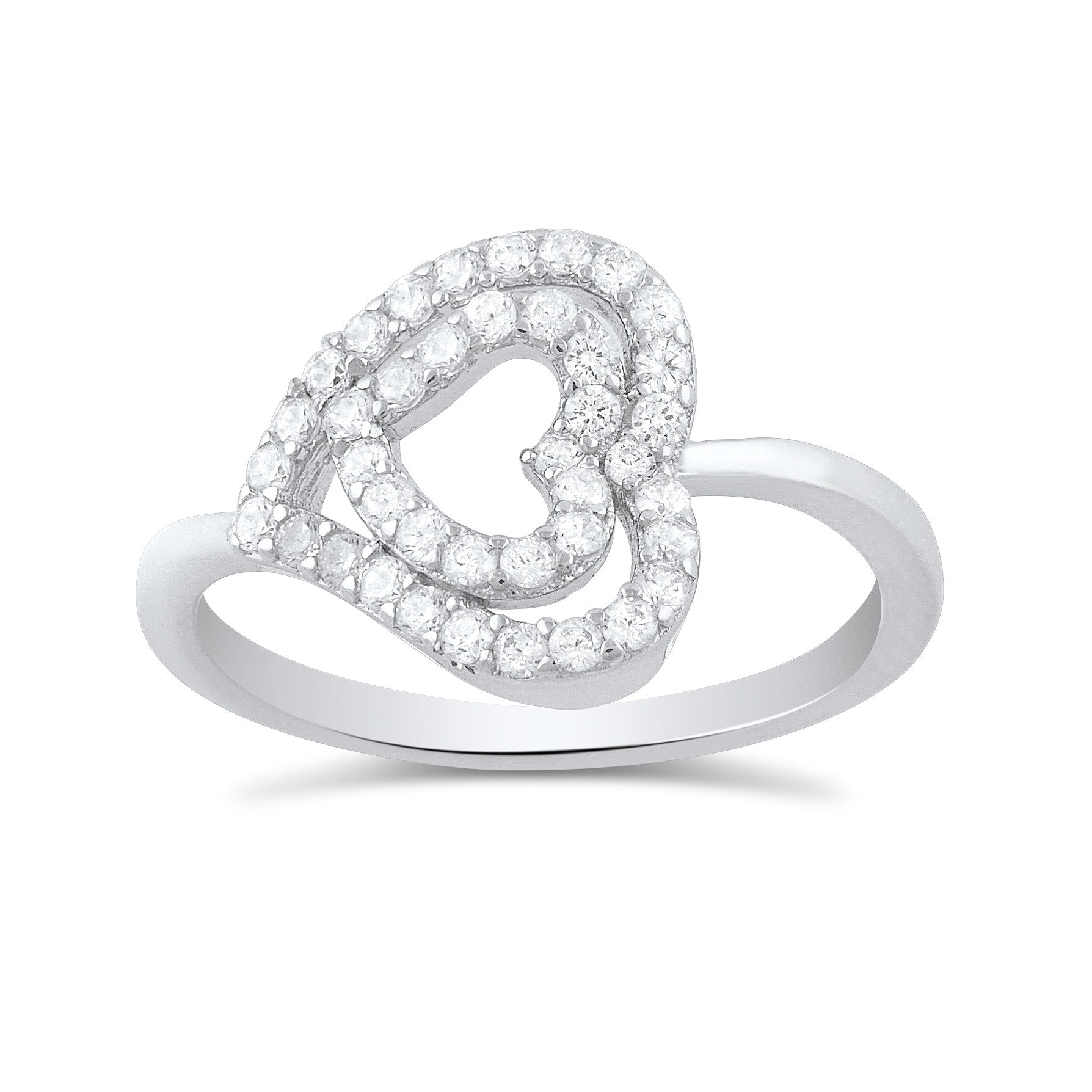 Sterling Silver Cz Sideways Heart Ring - SilverCloseOut - 2