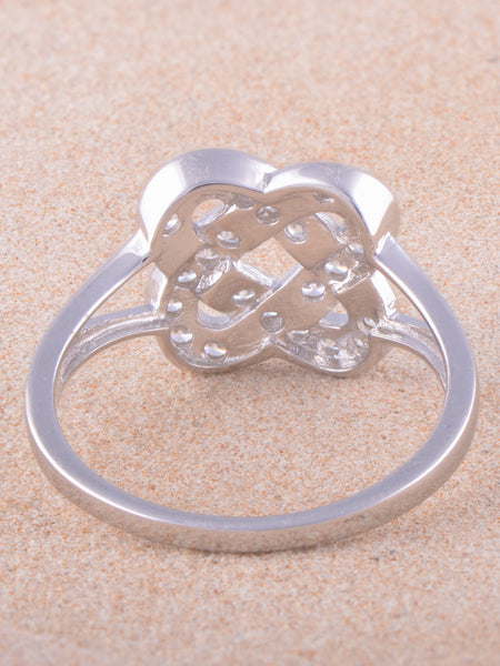 White Gold Over Sterling Silver Womens Cz Celtic Lovers Knot Ring