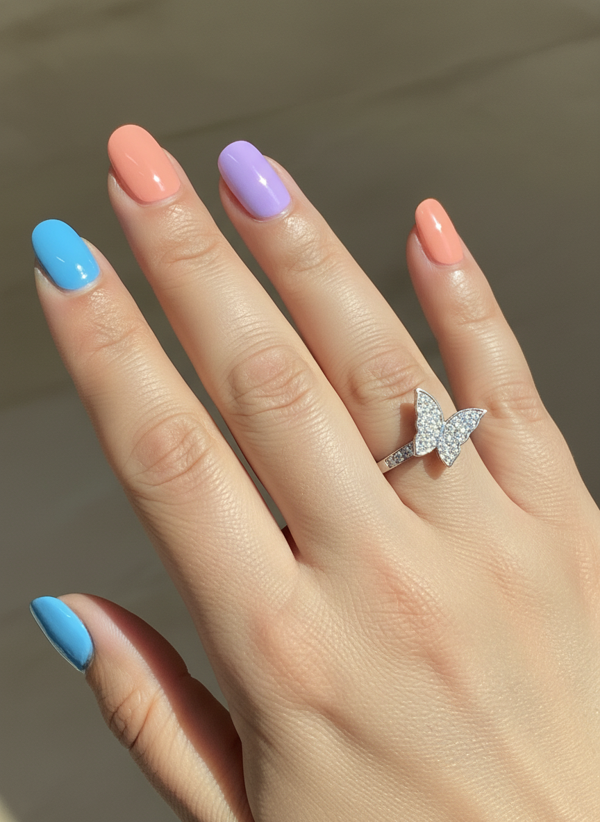 White Gold over Sterling Silver Moissanite Butterfly Ring
